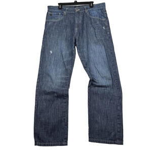 Vintage Y2K Mark Ecko 36x32 Straight Denim Distressed Jeans Pocket Flaps Hip Hop